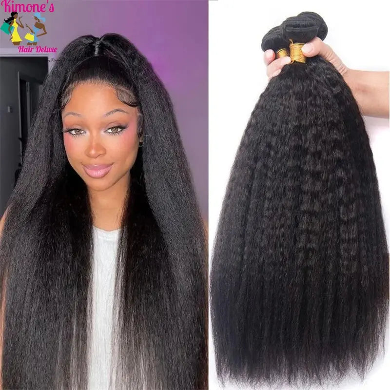 Kinky Yaki Straight Hair Bundle | Sleek & Silky Virgin Hair Kimone's Hair Deluxe