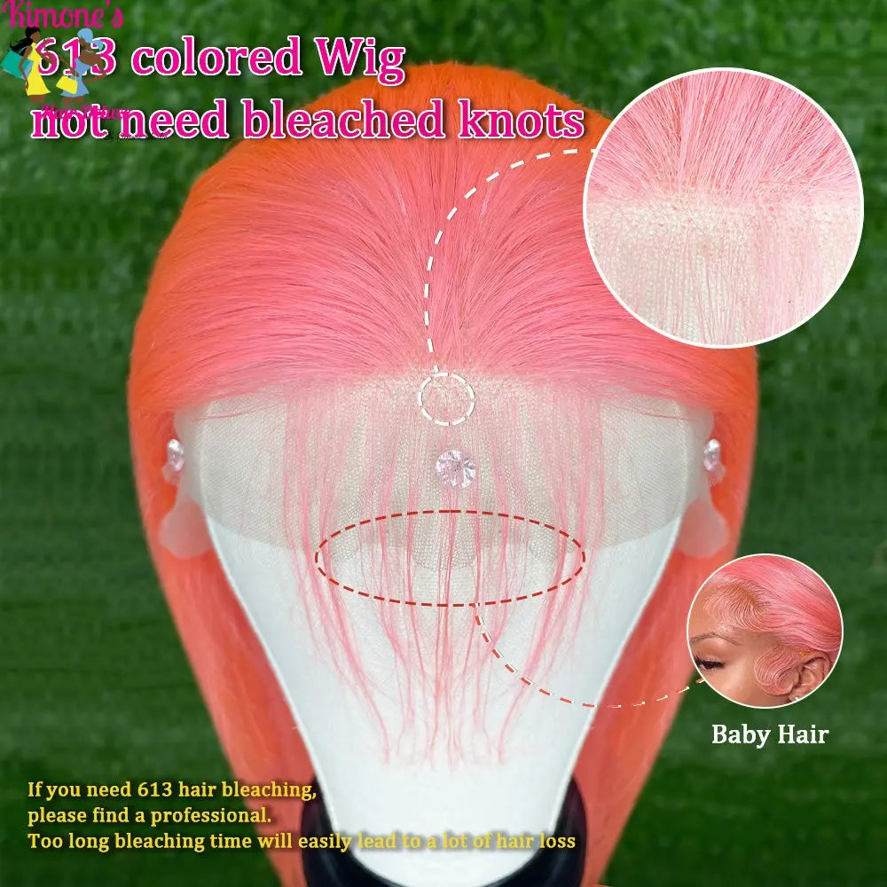 Bold Color Statement Wig | Light Pink Straight Stripe | 13x4 Lace Front | 150% & 180% Density Kimone's Hair Deluxe