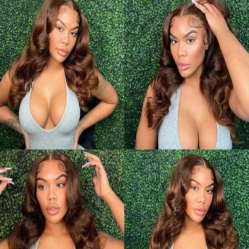 13x6 HD Transparent Lace Front Wig Chestnut Brown Body Wave Virgin Hair