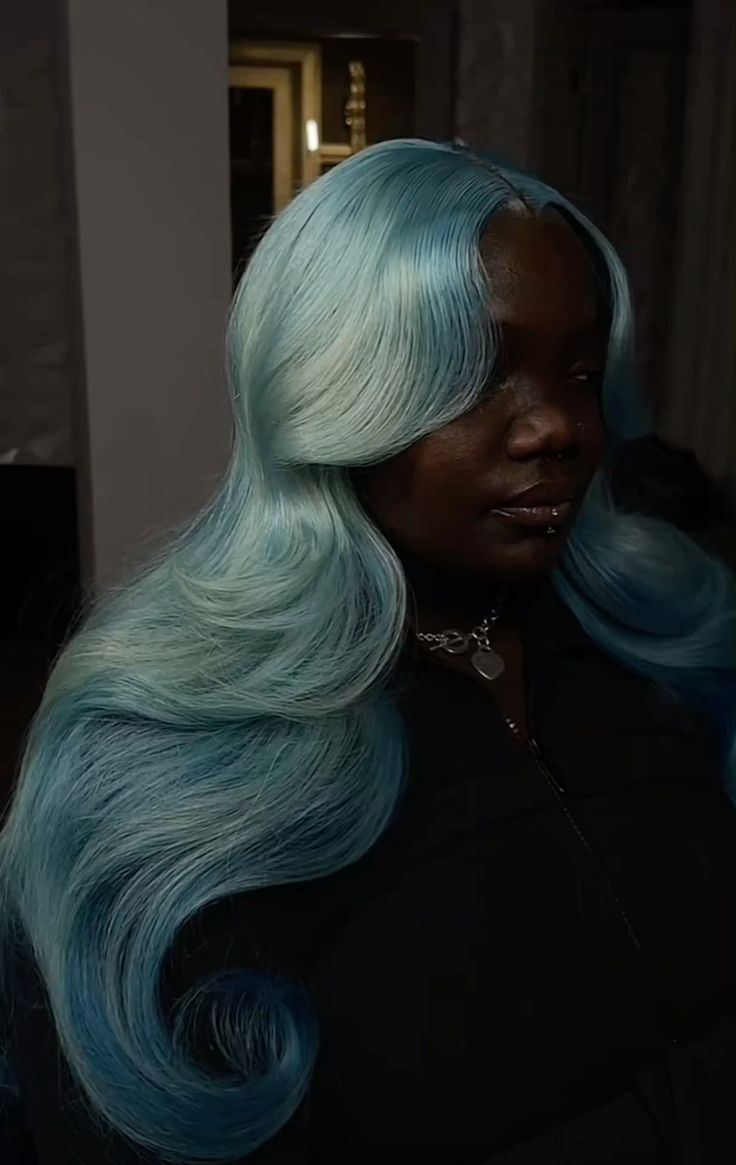 Sky Blue Body Wave & Straight Wig | 13x6 HD Lace Front | 100% Virgin Human Hair | Pre-Plucked | Kimone's Hair Deluxe Kimone's Hair Deluxe