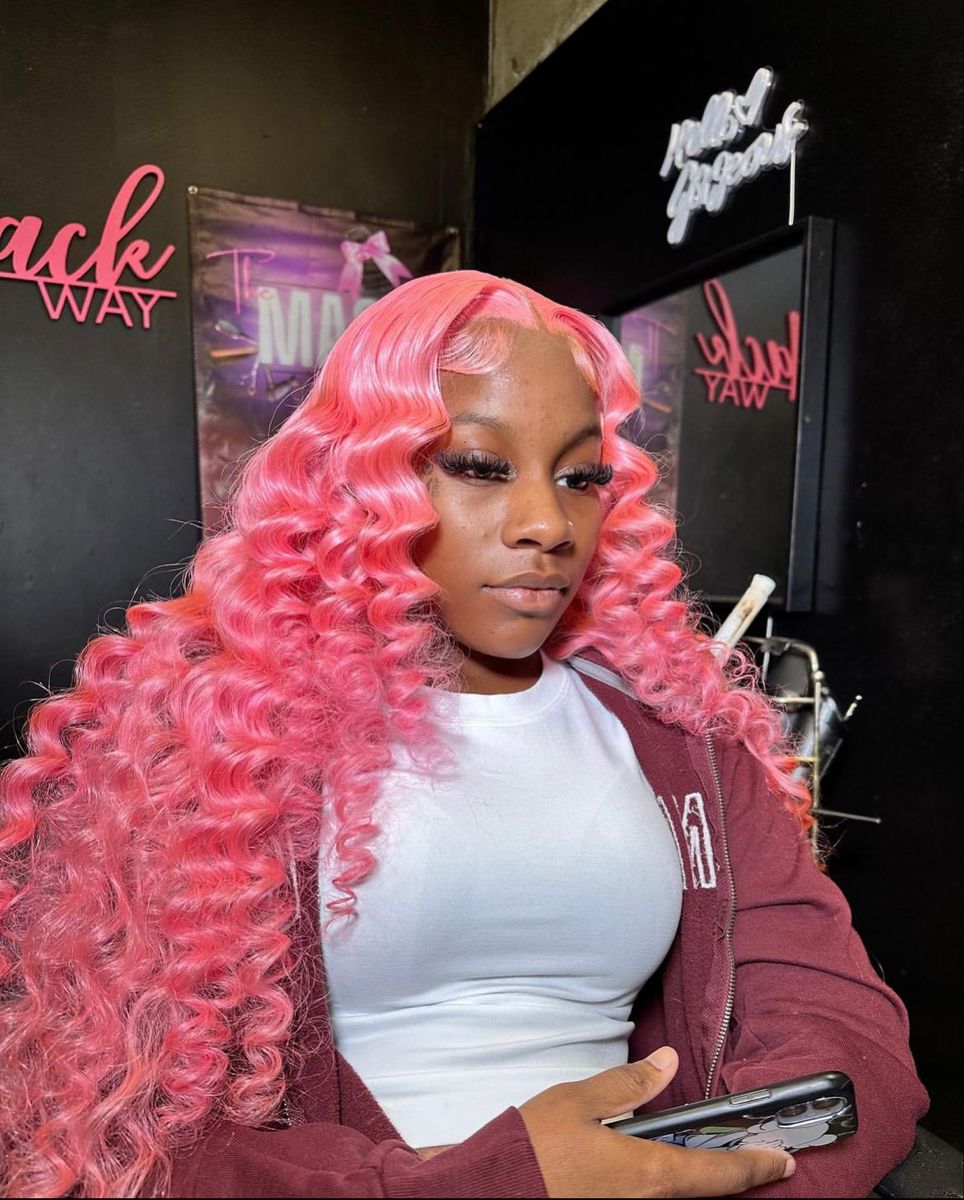 Bold Color | Pink Deep Wave Wig | 13x6 HD Lace Front | 180% Density | 100% Human Hair | 20"-34"