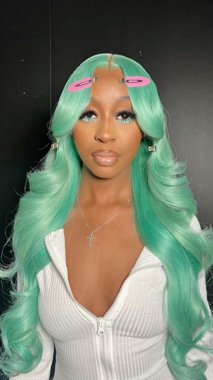 Mint Green Body Wave & Straight Wig | 13x6 HD Lace Front | 100% Virgin Human Hair | Pre-Plucked | Kimone's Hair Deluxe Kimone's Hair Deluxe