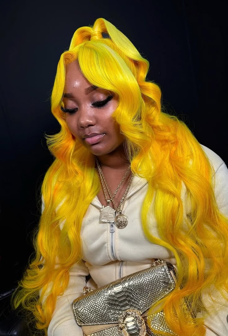 Yellow Body Wave & Straight Wig | 13x6 HD Lace Front | Virgin Human Hair | Pre-Plucked | Kimone's Hair Deluxe Kimone's Hair Deluxe