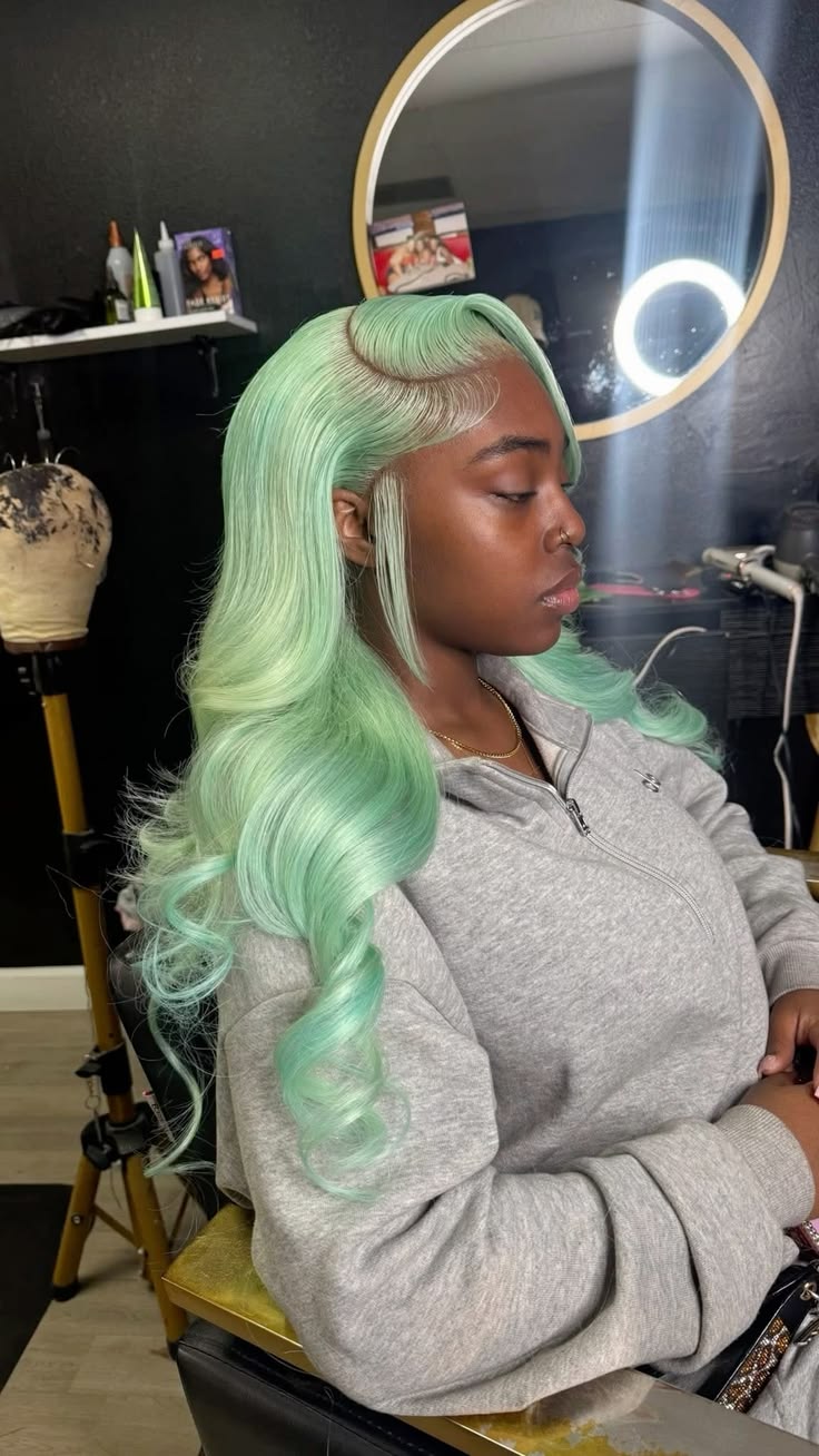 Mint Green Body Wave & Straight Wig | 13x6 HD Lace Front | 100% Virgin Human Hair | Pre-Plucked | Kimone's Hair Deluxe Kimone's Hair Deluxe