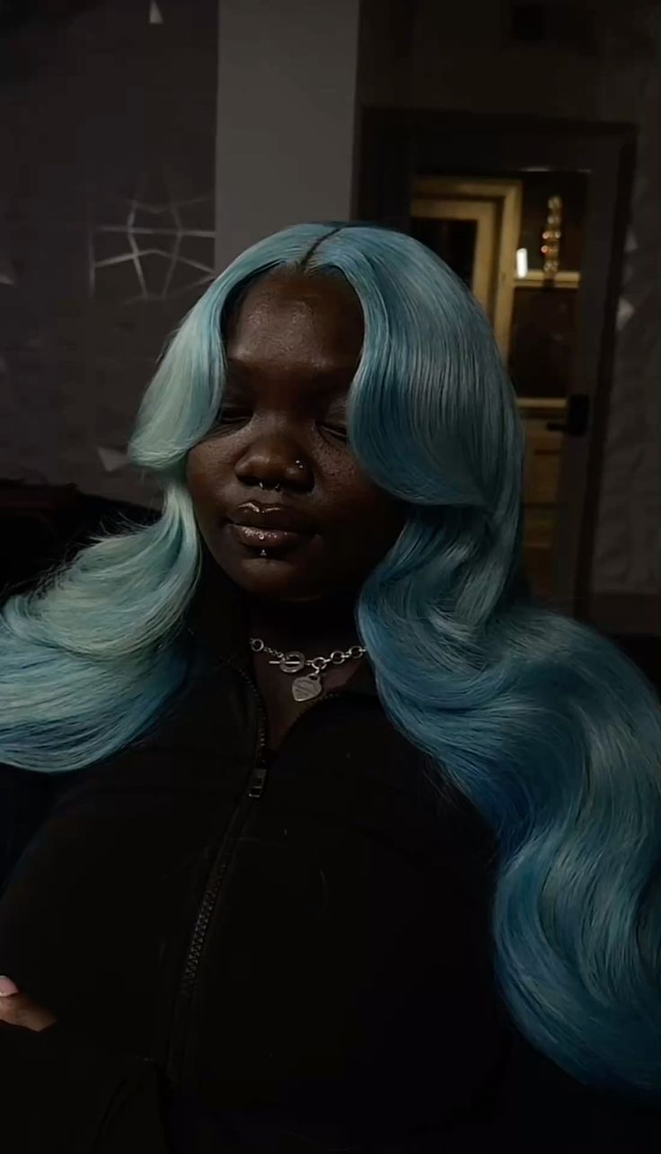 Sky Blue Body Wave & Straight Wig | 13x6 HD Lace Front | 100% Virgin Human Hair | Pre-Plucked | Kimone's Hair Deluxe Kimone's Hair Deluxe
