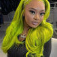 Neon Green Body Wave & Straight Wig | 13x6 HD Lace Front | Virgin Human Hair | Pre-Plucked | Kimone's Hair Deluxe Kimone's Hair Deluxe