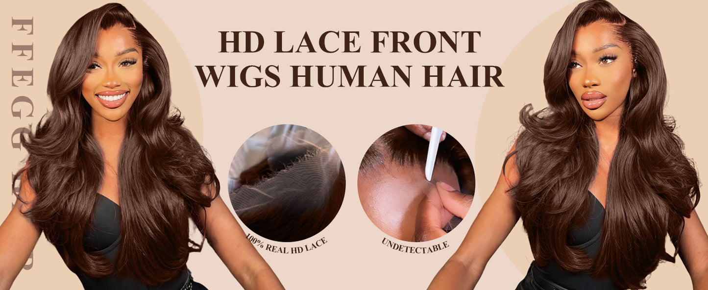 Sleek & Silky Chocolate Brown 13x4 HD Lace Front Wig | Bone Straight | 180% Density | 16"-30" Kimone's Hair Deluxe