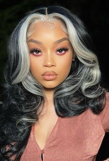 Bold Color Blonde Skunk Stripe Natural  Body Wave Glueless Wig | 18–32 Inches