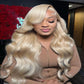 Platinum Blonde 613 Body Wave Human Hair Wig Styled on Model