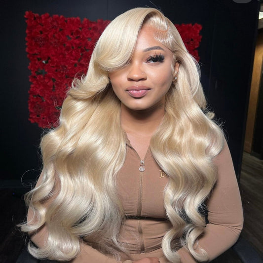 13x6 613 Blonde Body Wave HD Transparent Lace Front Wig 180% Density