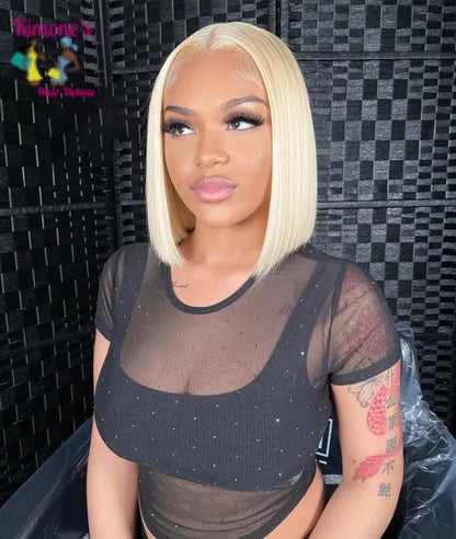 Sleek & Silky 613 Blonde Straight Wig | 13x4 Transparent Lace | Bone Straight Glam Kimone's Hair Deluxe