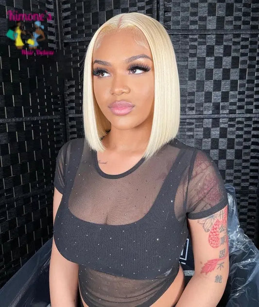 Sleek & Silky 613 Blonde Straight Wig | 13x4 Transparent Lace | Bone Straight Glam Kimone's Hair Deluxe