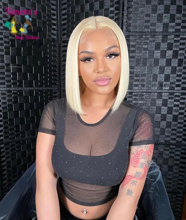Sleek & Silky 613 Blonde Straight Wig | 13x4 Transparent Lace | Bone Straight Glam Kimone's Hair Deluxe