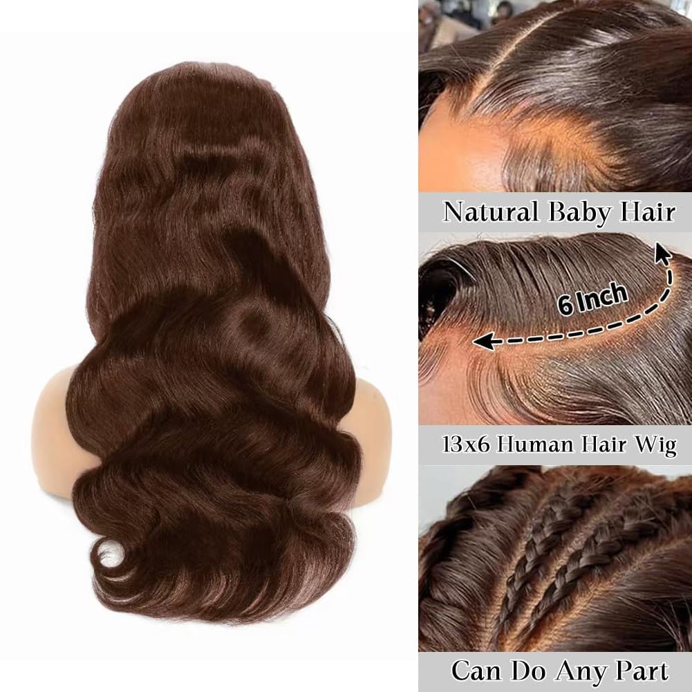 Chocolate Brown Body Wave Wig | 4x4, 13x4 & 13x6 HD Lace | 150%–200% Density | 8–40 Inch | Kimone's Hair Deluxe Kimone's Hair Deluxe