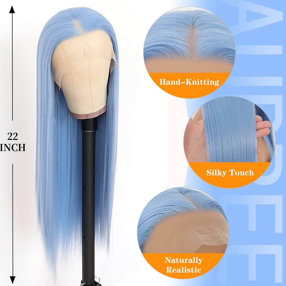 Sky Blue Body Wave & Straight Wig | 13x6 HD Lace Front | 100% Virgin Human Hair | Pre-Plucked | Kimone's Hair Deluxe Dropshipman