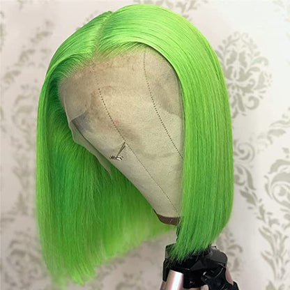 13X4 HD 10A Lime Green Straight Lace 180% Wig 10-28