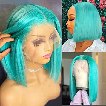 13X4 HD Colored ( Yellow, Aquamarine, Lilac)10A Bob Wigs 180%