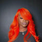 Vibrant Orange Body Wave & Straight Wig | 13x6 HD Lace Front | 100% Virgin Human Hair | Pre-Plucked | Kimone's Hair Deluxe Kimone's Hair Deluxe