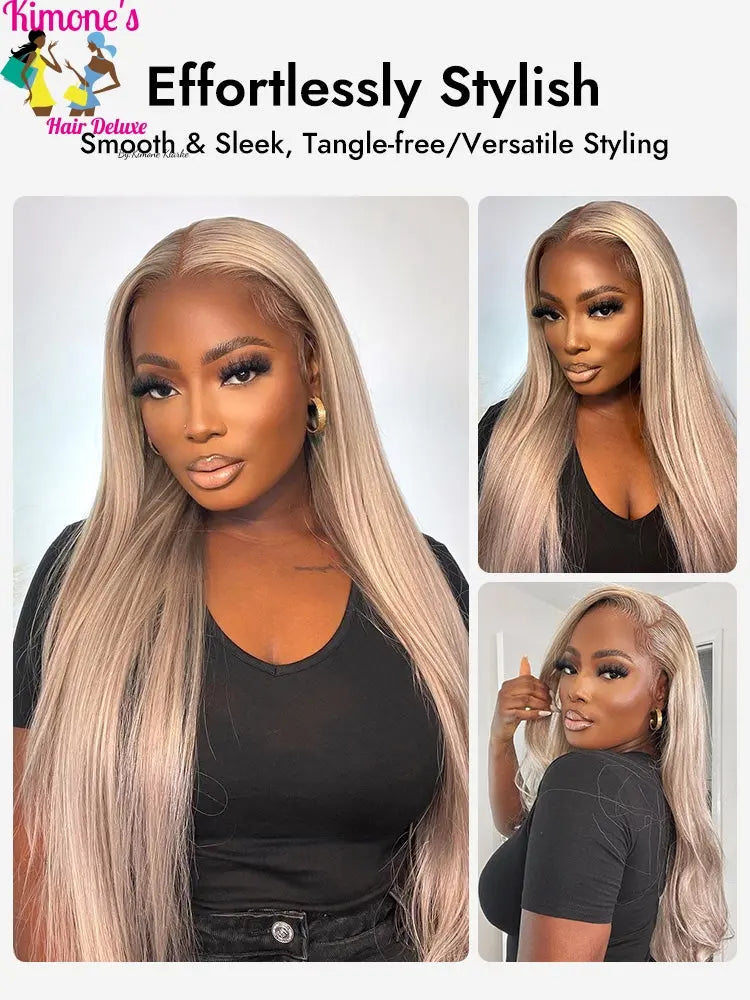 Sleek & Silky 18/613 Blonde Highlight Wig | 13x6 HD Lace | 210% Density | Brazilian Remy Kimone's Hair Deluxe