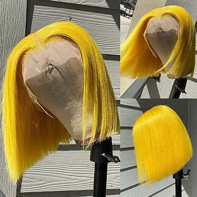 13X4 HD Colored ( Yellow, Aquamarine, Lilac)10A Bob Wigs 180%