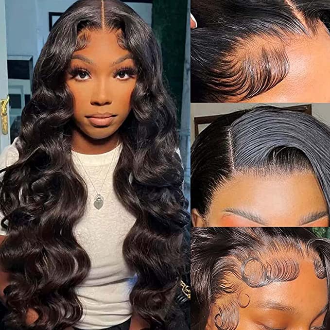 HD Transparent Straight 13X6 Lace Frontal Human Hair Wigs Body wave  180% Density   Wig Virgin Hair