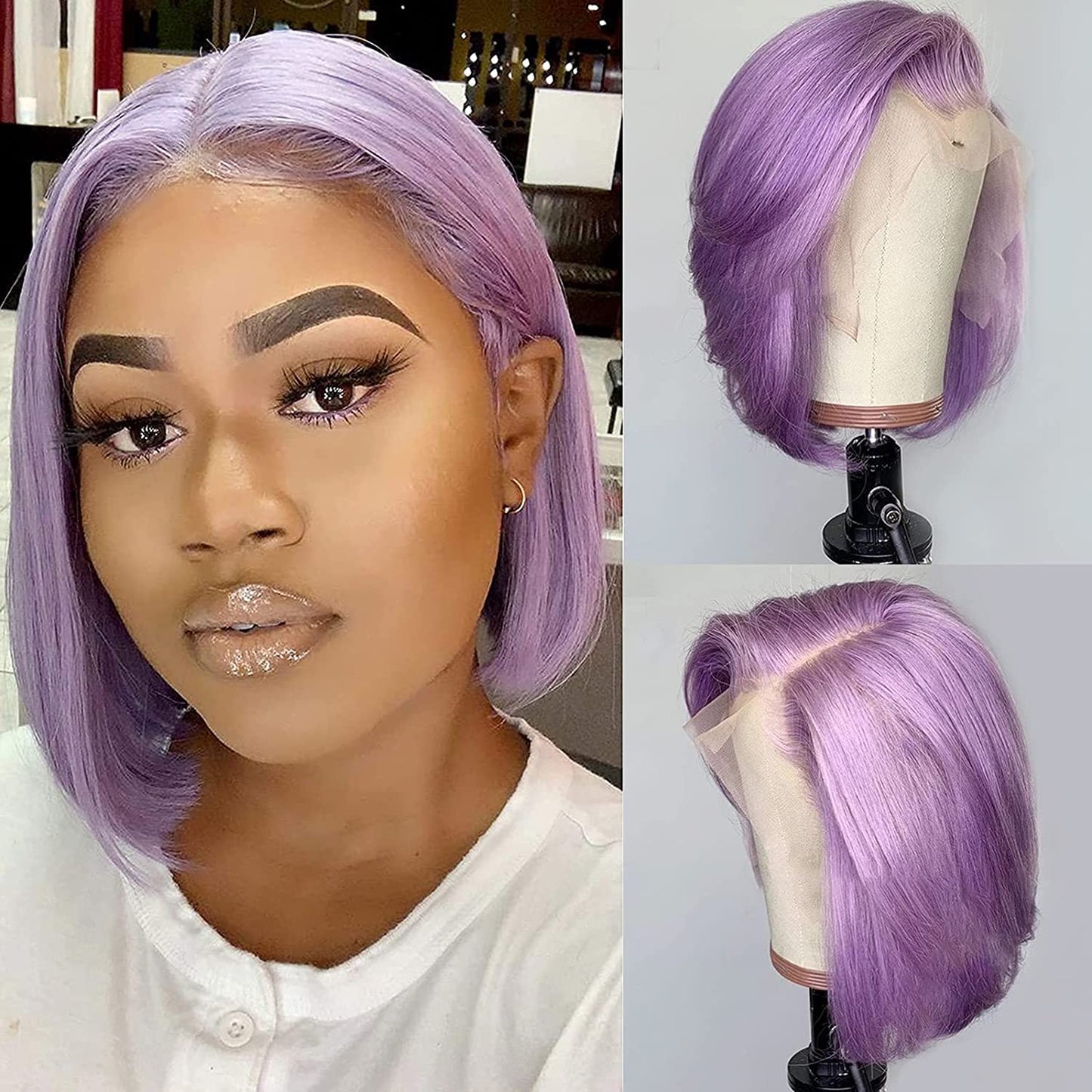 13X4 HD Colored ( Yellow, Aquamarine, Lilac)10A Bob Wigs 180%