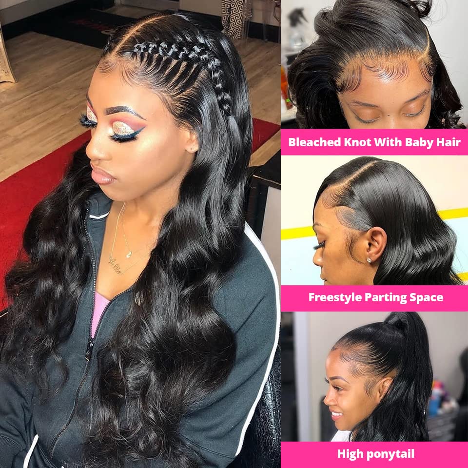 360 Lace Frontal Wig Pre Plucked Transparent Straight Human Hair 180% Remy