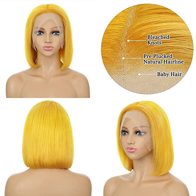 13X4 HD Colored ( Yellow, Aquamarine, Lilac)10A Bob Wigs 180%
