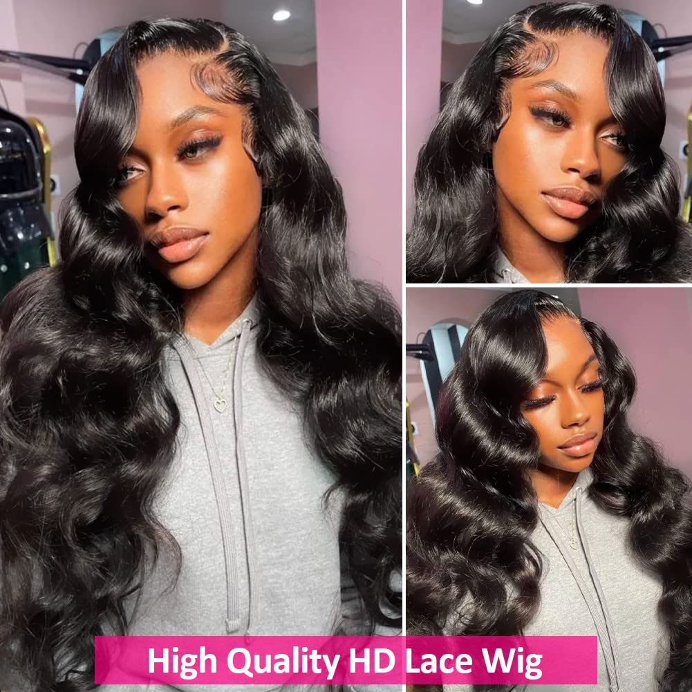13x6 HD 10A Natural Black 200% Lace Front Straight Wigs 12-26 in