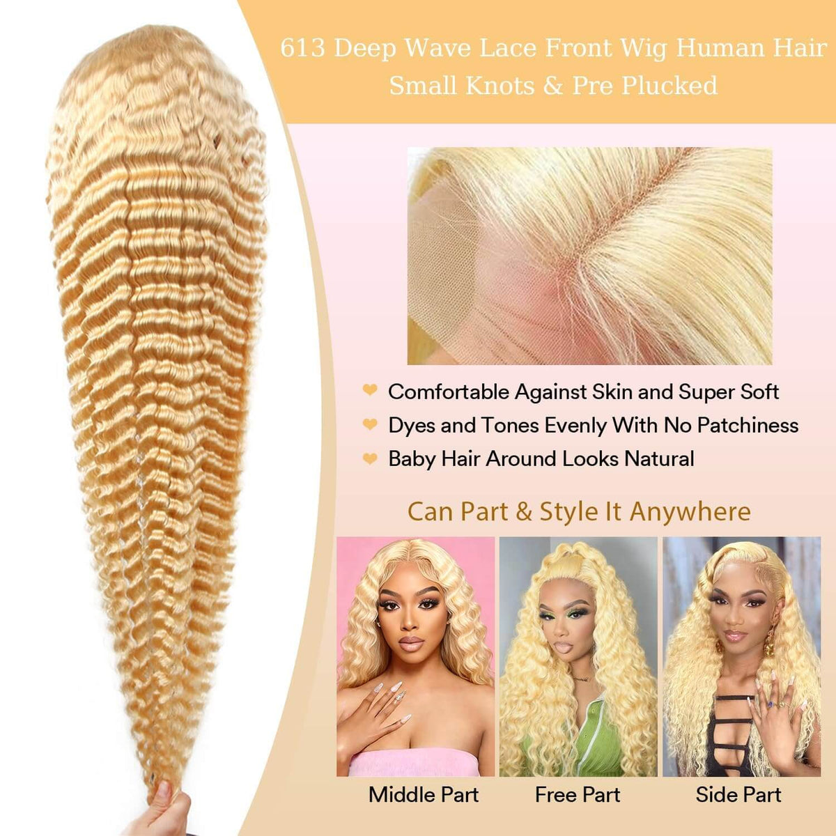 Mermaid Hair 613 Blonde Deep Wave HD Lace Front Wig | 200% Density