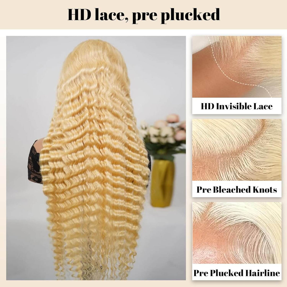 Mermaid Hair 613 Blonde Deep Wave HD Lace Front Wig | 200% Density