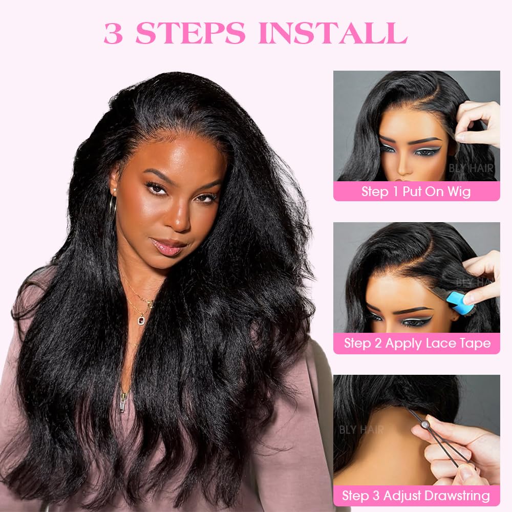 Sleek & Silky Kinky Straight 13x6 HD Lace Front Wig | 250% Density | Natural Color Kimone's Hair Deluxe