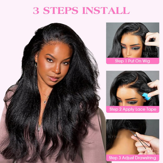 Sleek & Silky Kinky Straight 13x6 HD Lace Front Wig | 250% Density | Natural Color Kimone's Hair Deluxe