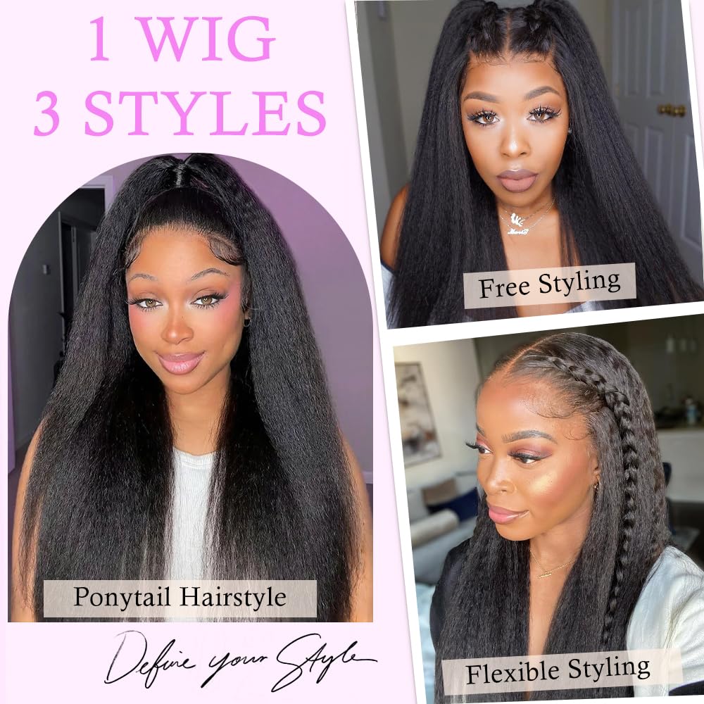 Defined Curls Kinky Straight 13x6 HD Lace Glueless Wig | Natural Color | 180% Density | 16"-30" Dropshipman
