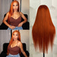 Orange Ginger Straight 13x4  #33 HD Transparent  Lace180%  Peruvian Hair 10-26