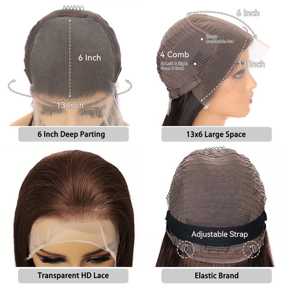 Chocolate Brown Body Wave Wig | 4x4, 13x4 & 13x6 HD Lace | 150%–200% Density | 8–40 Inch | Kimone's Hair Deluxe Kimone's Hair Deluxe