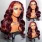 99J Straight 13x4 Front Human Hair Wigs Burgundy Body wave 180% Virgin Hair