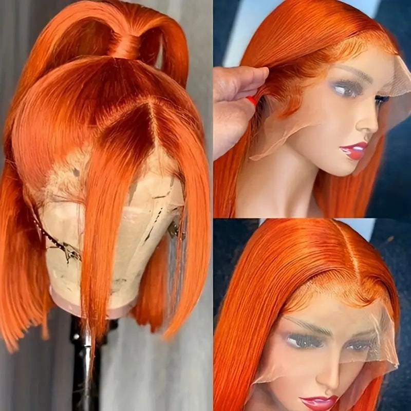 Ginger Orange Bob Wig Human Hair | 13x4 Lace Front Straight Bob