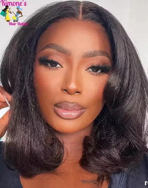 Kinky Straight Bob Wig | Clean Girl Aesthetic | Glueless | 7x5,| Kimone's Hair Deluxe 