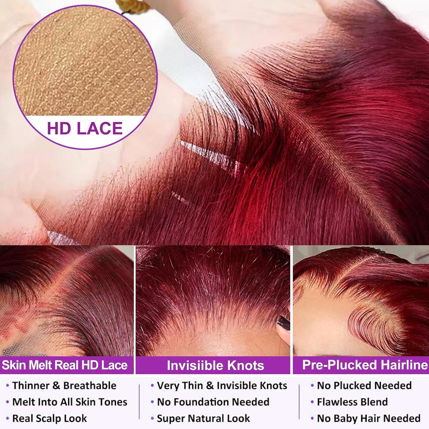99J Red Skunk Stripe Body Wave Wig | 13x6 HD Lace Front | 180% Density | Pre-Plucked | Kimone's Hair Deluxe Kimone's Hair Deluxe