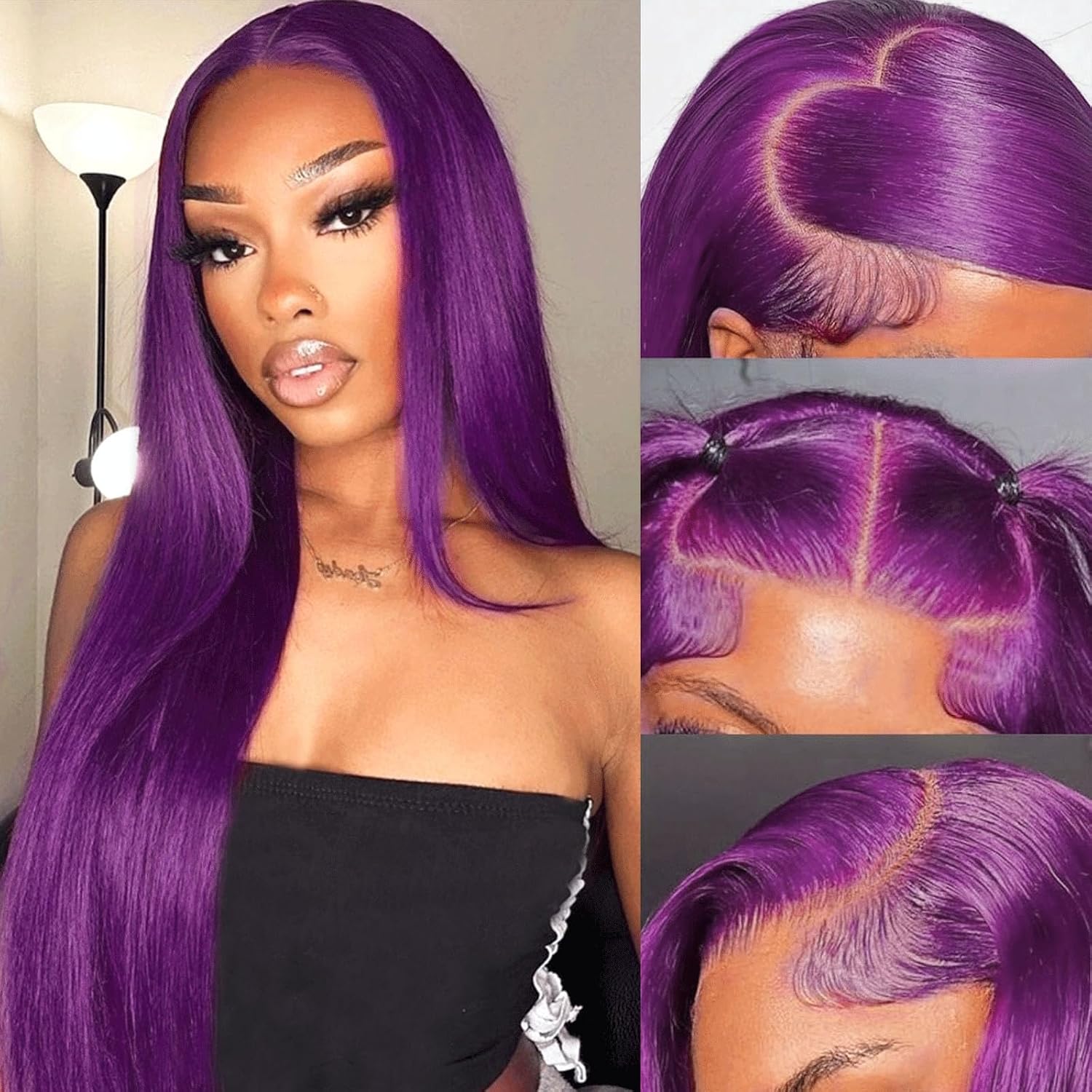Purple Body Wave & Straight Wig | 13x6 HD Lace Front | Virgin Human Hair | Pre-Plucked | Kimone's Hair Deluxe Kimone's Hair Deluxe
