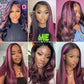 13x4 Transparent Lace Wig Balayage Straight Colored Higlighted Pink 180% density 10-28