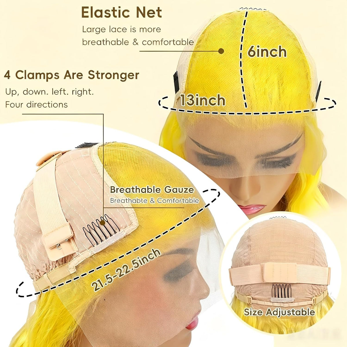 Bold Color | Yellow Deep Wave Wig | 13x6 HD Lace Front | 180% Density | 100% Human Hair | 20"-34"
