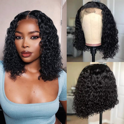13x4 /4x4  Natural Black HD lace 8A Deepwave Bob Wigs Brazilian 180% Density