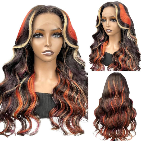 Ginger Blonde Skunk Stripe Wig | 13x4 HD Lace Front | 100% Human Hair | Pre-Plucked | Kimone's Hair Deluxe Kimone's Hair Deluxe