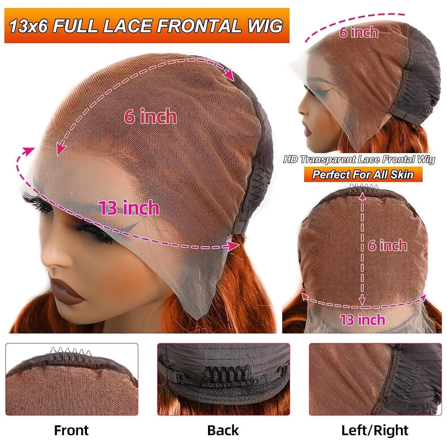 Bold Color Body Wave 13x6 HD Lace Glueless Wig | Orange Ginger | 180% Density | 18"-34" Kimone's Hair Deluxe