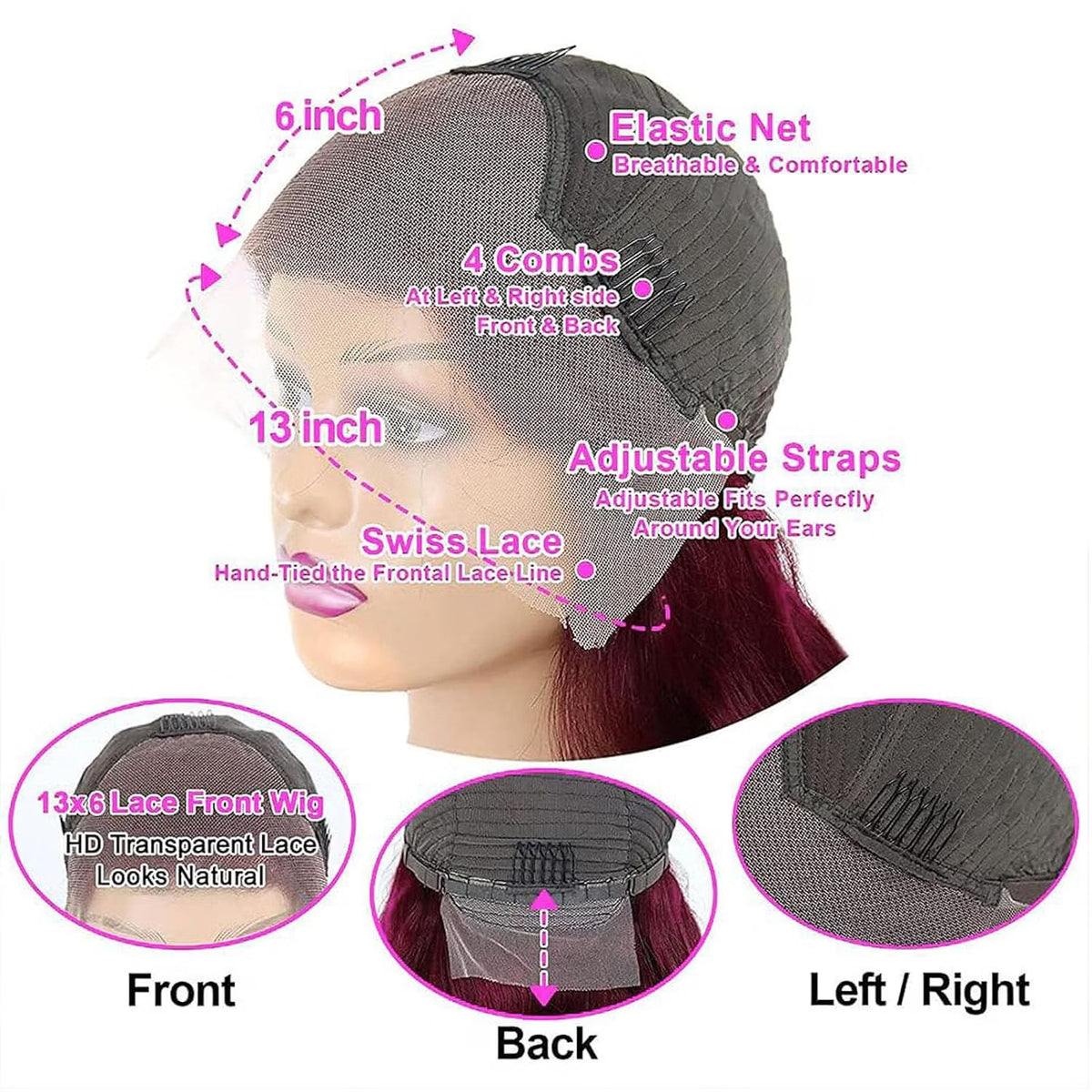 99J Burgundy Sleek & Silky 13x6 HD Glueless Lace Front Wig | Kimone's Hair Deluxe