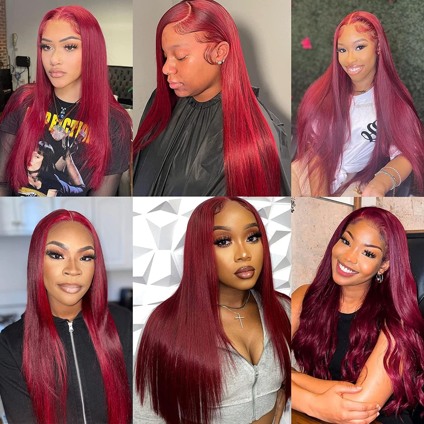 99j Reddish Burgundy 13x4 HD Lace Front Human Hair Wigs Straight 180% Density