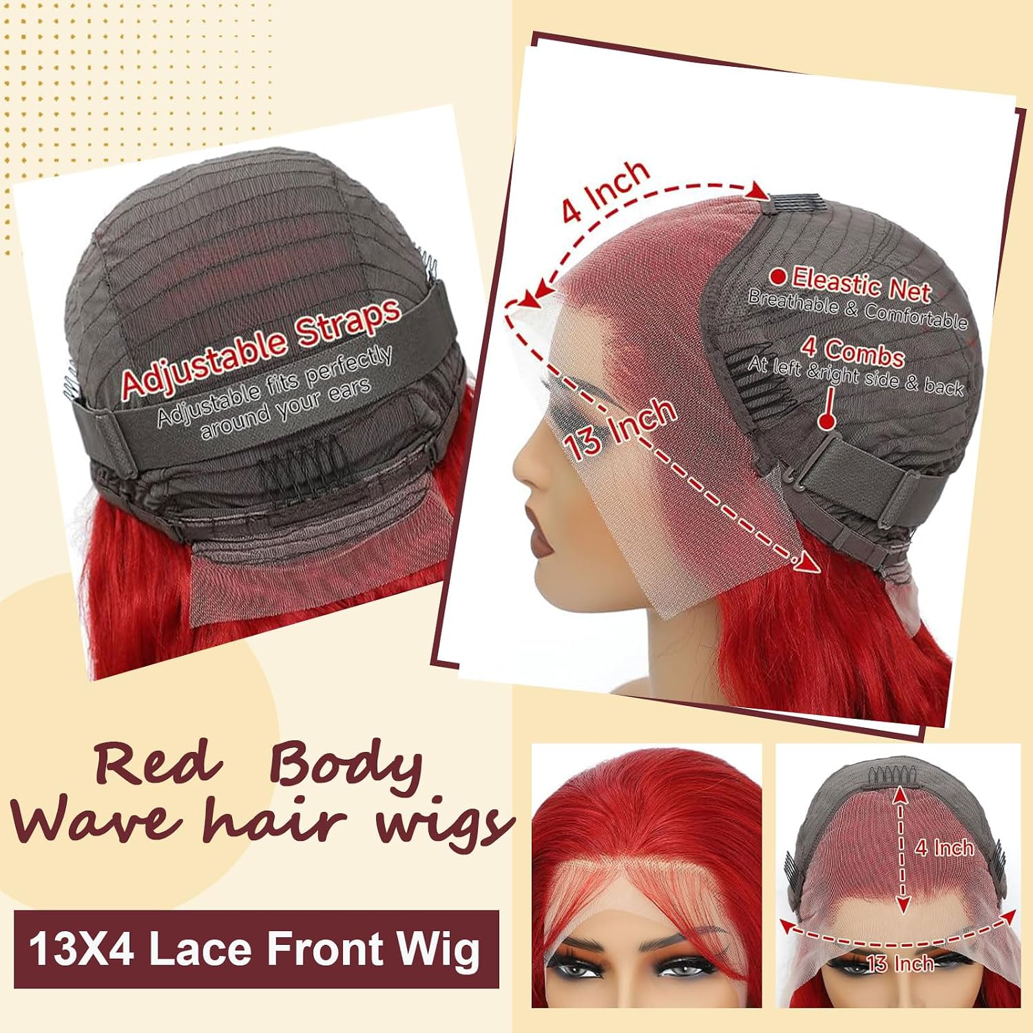 Bold Color Body Wave 13x4 HD Lace Front Wig | Red | Pre-Plucked | 20"-32" Kimone's Hair Deluxe