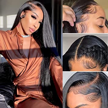 13x4 10A Peruvian Straight Transparent lace front 180% Human Hair wig 8-28in